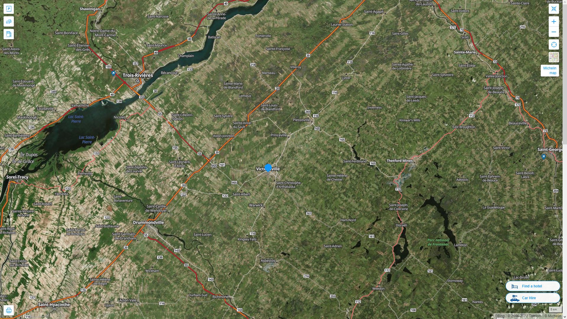 Victoriaville Highway and Road Map with Satellite View
